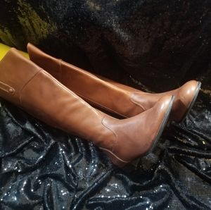 CIAO BELLA Cognac extended calf back zip boot size 11